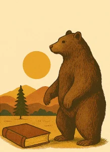 800x800 Bear, Book and Sun graphic